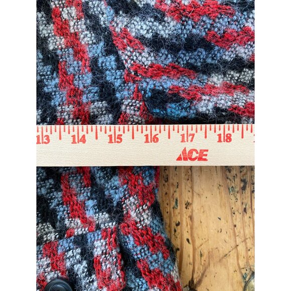 Pixie Wool-Blend Plaid Peacoat Womens S Red/Black Button Up Long Sleeve Coat - Picture 6 of 7